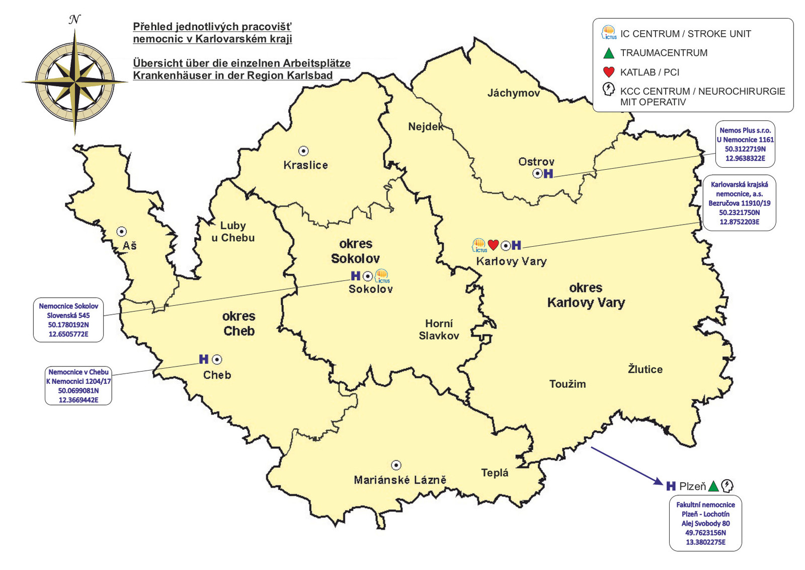 Karlovarský kraj - přehled nemocnic a centrové péče